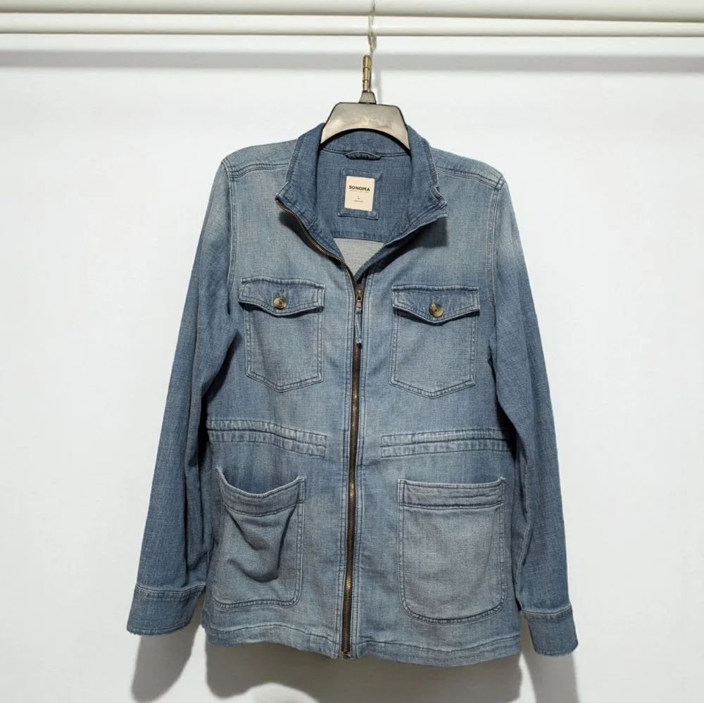 Sonoma Goods For Life Utility Denim Women's Jacket (EUC) (Large) - Picture 6 of 8